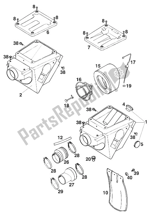 Todas las partes para Caja De Filtro De Aire Lc4'94 de KTM 620 SX WP Europe 1994