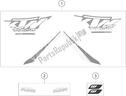 All parts for the Decal of the KTM 1290 Super Adventure WH ABS 16 France 2016