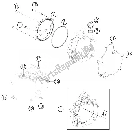 All parts for the Clutch Cover of the KTM 50 SX Europe 2014