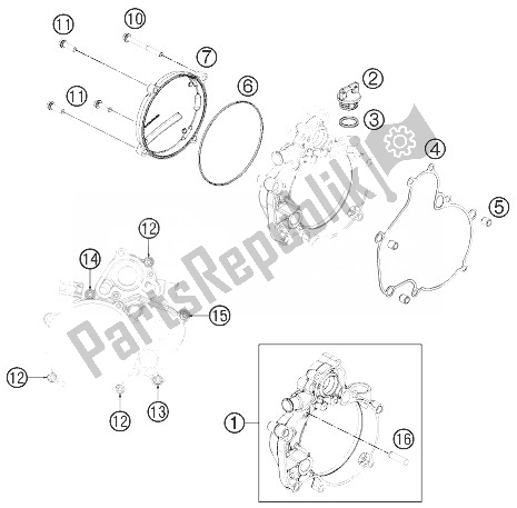 All parts for the Clutch Cover of the KTM 50 SX Mini Europe 2014