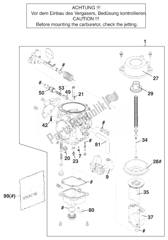 All parts for the Carburetor Mikuni Bst40 Lc4 '98 of the KTM 640 Duke E Europe 1998