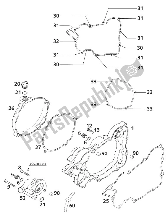 Tutte le parti per il Coperchio Frizione 125/200 2001 del KTM 125 EXC USA 2001