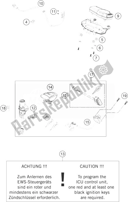 All parts for the Instruments / Locksystem of the KTM 990 Supermoto R ABS Europe 2013