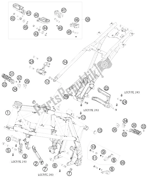 Toutes les pièces pour le Cadre du KTM 690 Duke White Europe 2008