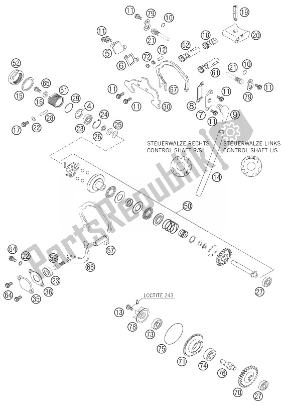 All parts for the Exhaust Control of the KTM 144 SX USA 2007