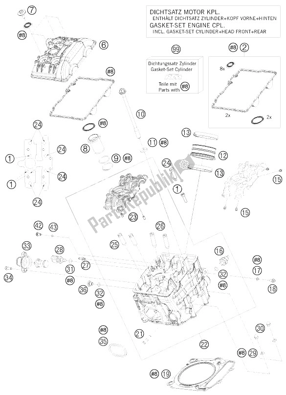 All parts for the Cylinder Head Front of the KTM 1190 RC8 R Europe 2010