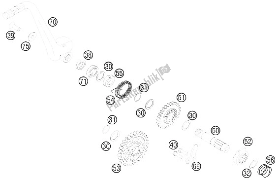 All parts for the Kick Starter of the KTM 250 SX F Europe 2011