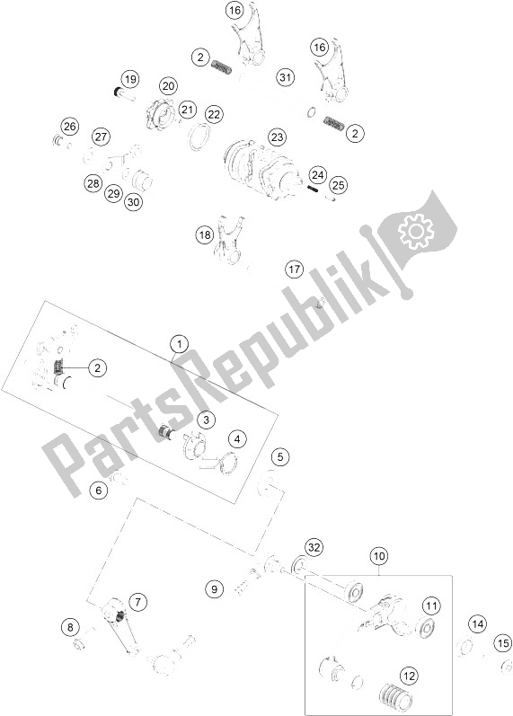 Toutes les pièces pour le Mécanisme De Changement du KTM 200 Duke OR W O ABS CKD 16 Malaysia 2016