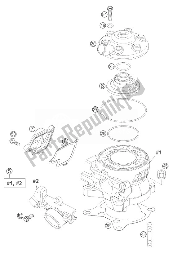 All parts for the Cylinder 85 Sx of the KTM 85 SX Europe 2003