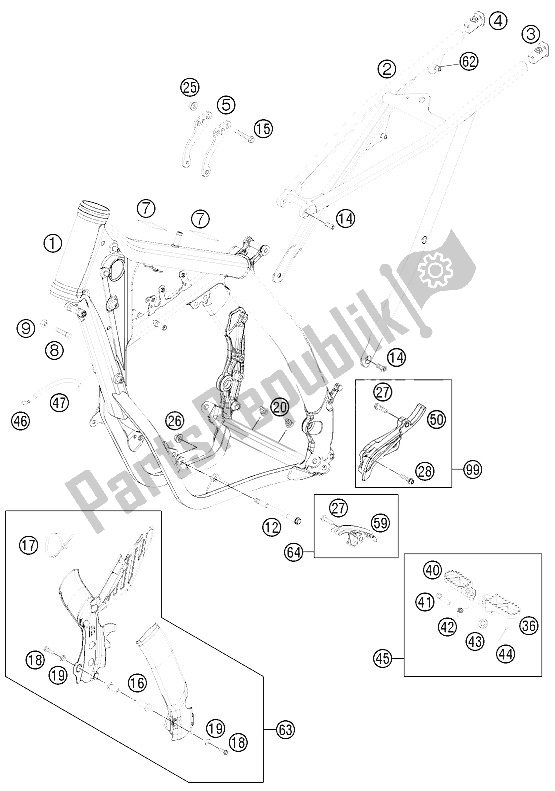 All parts for the Frame of the KTM 300 XC W South Africa 2009