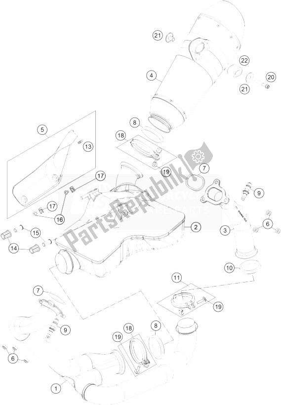 Toutes les pièces pour le Système D'échappement du KTM 1290 Superduke R Black ABS 14 France 2014