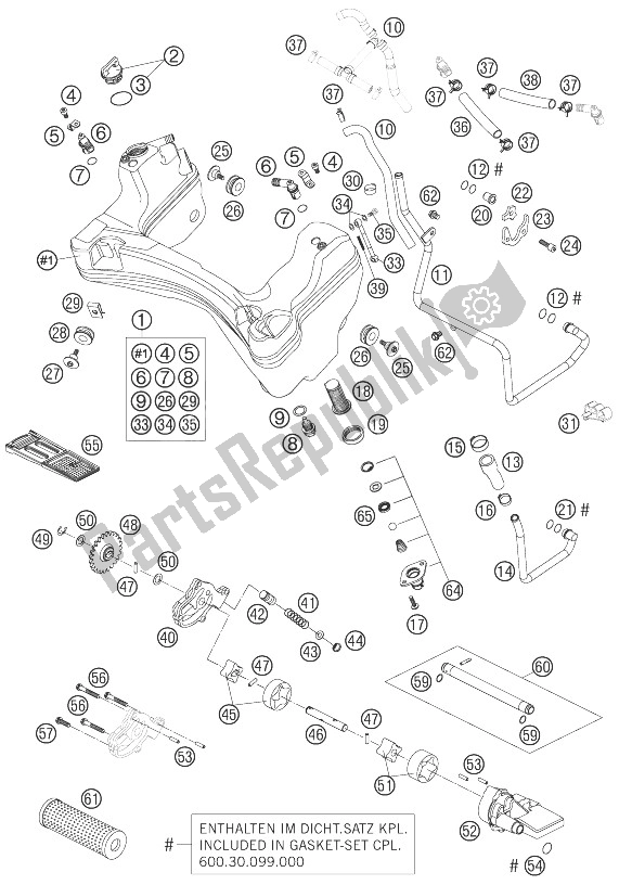 All parts for the Lubricating System of the KTM 990 Super Duke Orange Australia United Kingdom 2007