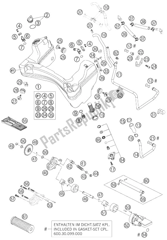 All parts for the Lubricating System of the KTM 990 Super Duke Orange Australia United Kingdom 2007