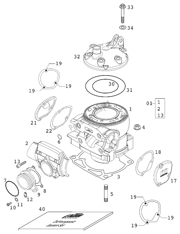 Todas las partes para Cilindro 250/300 2001 de KTM 250 EXC SIX Days Europe 2001