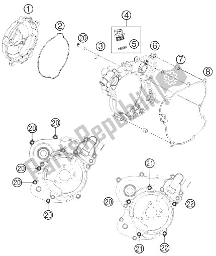 All parts for the Clutch Cover of the KTM 65 SX Europe 2014