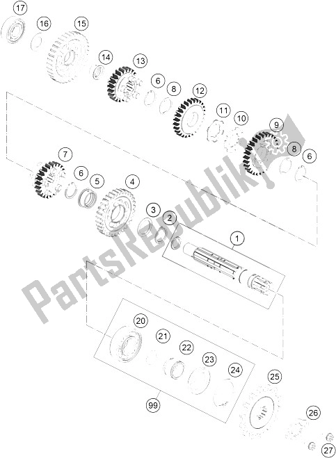 Todas las partes para Transmisión Ii - Contraeje de KTM 125 Duke Europe 8026K4 2011