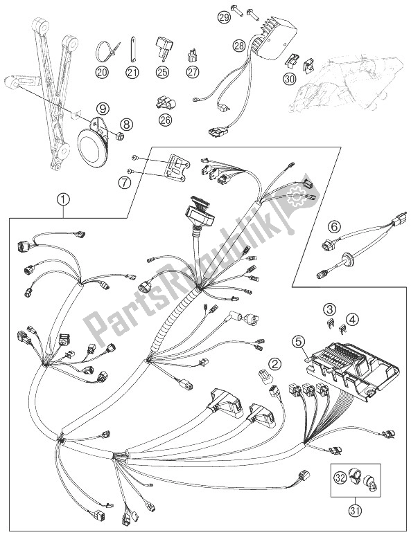 All parts for the Wiring Harness of the KTM 690 SMC R Australia 2013