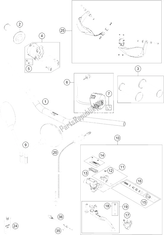 Todas las partes para Manillar, Controles de KTM 1050 Adventure ABS Australia 2015
