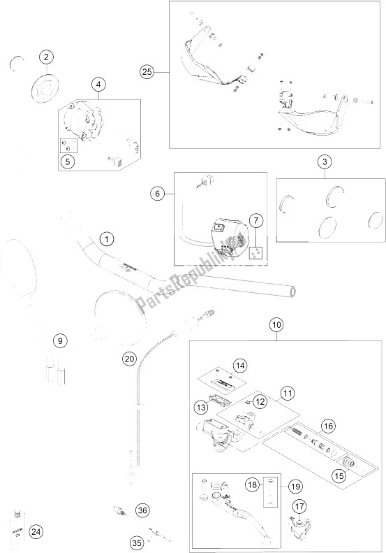 Toutes les pièces pour le Guidon, Commandes du KTM 1050 Adventure ABS Europe 2015