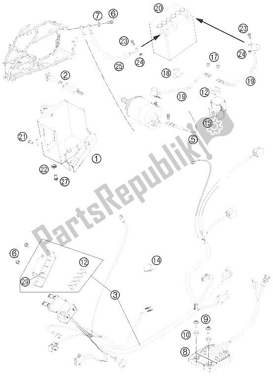 Tutte le parti per il Cablaggio Elettrico del KTM 505 SX ATV Europe 2012