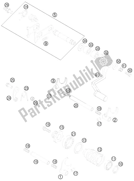 All parts for the Shifting Mechanism of the KTM 85 SX 19 16 Europe 2012