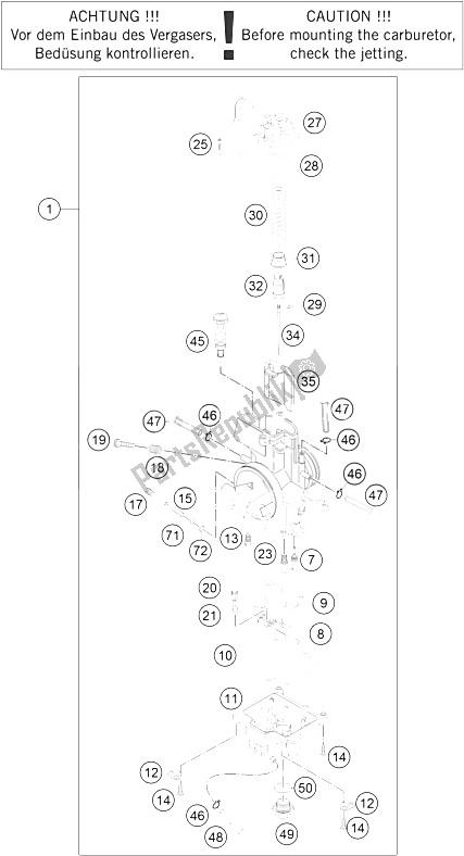 Tutte le parti per il Carburatore del KTM 125 SX USA 2015