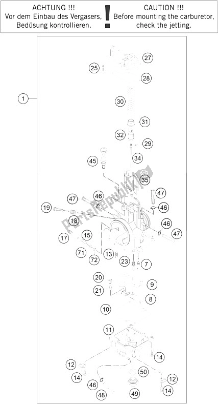 All parts for the Carburetor of the KTM 125 SX USA 2015
