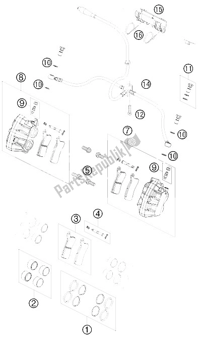 Todas las partes para Pinza De Freno Delantera de KTM 450 SX ATV Europe 2009