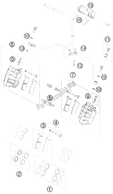 Todas las partes para Pinza De Freno Delantera de KTM 505 SX ATV Europe 2009