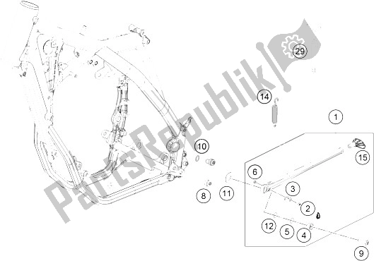 Alle onderdelen voor de Zij- / Middenstandaard van de KTM 350 XC F USA 2015