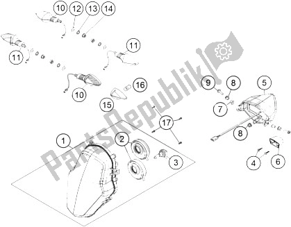 All parts for the Lighting System of the KTM 1050 Adventure ABS CKD Malaysia 2016