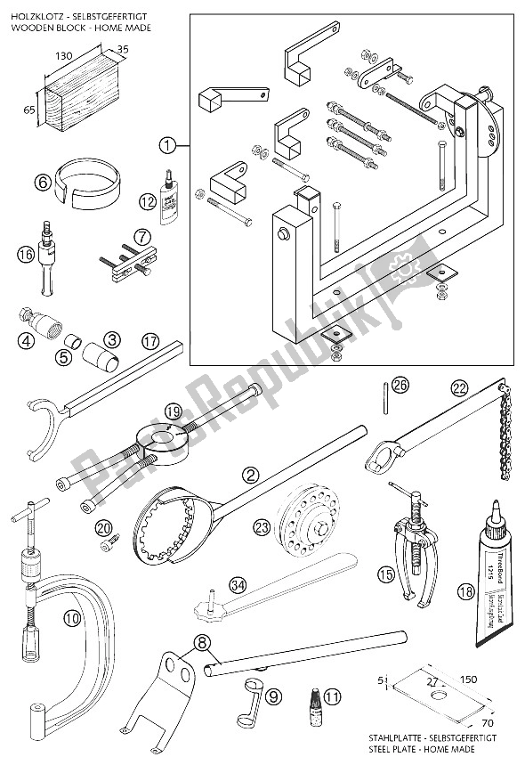 Todas las partes para Herramientas Especiales 625 Sc 2002 de KTM 625 SC Europe 2002
