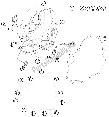 All parts for the Clutch Cover of the KTM 690 SMC USA 2008