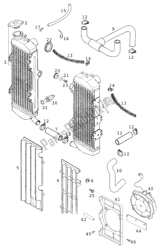 Todas las partes para Sistema De Enfriamiento Egs-e 400/640 de KTM 400 LC4 R Europe 1999