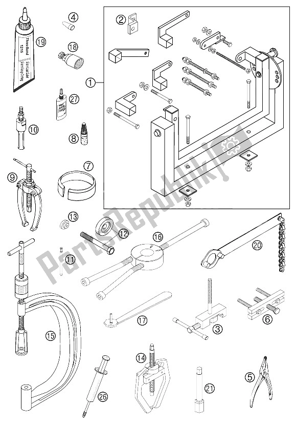 All parts for the Special Tools 250/400/520 Raci of the KTM 250 EXC Racing SIX Days Europe 2002