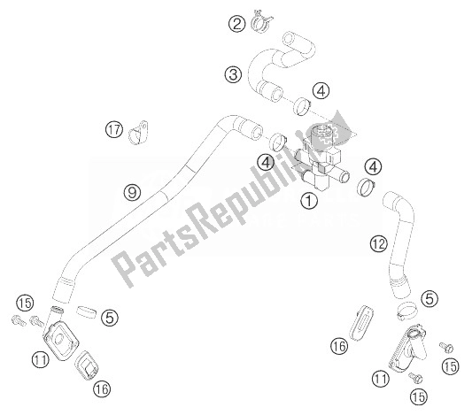 Tutte le parti per il Sistema Di Aria Secondaria del KTM 990 Super Duke Anthrazit 07 USA 2007