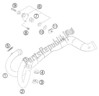 All parts for the Manifold of the KTM 625 SXC Europe 2005