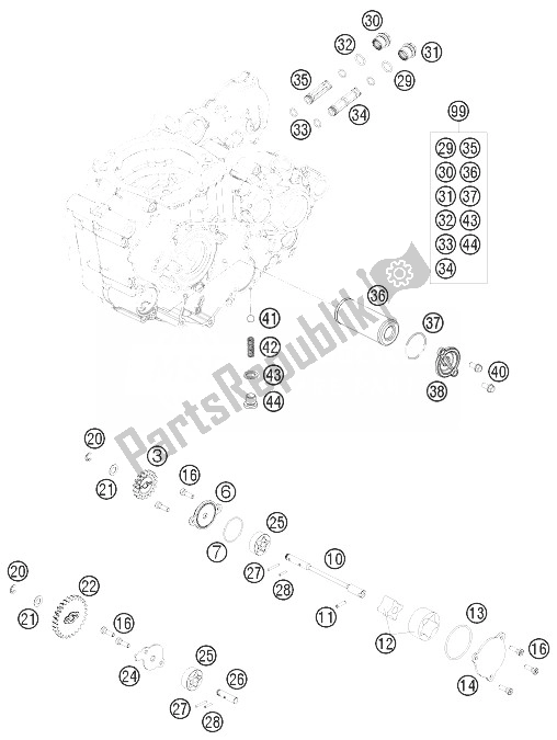 All parts for the Lubricating System of the KTM 450 EXC Champion Edit Europe 2010