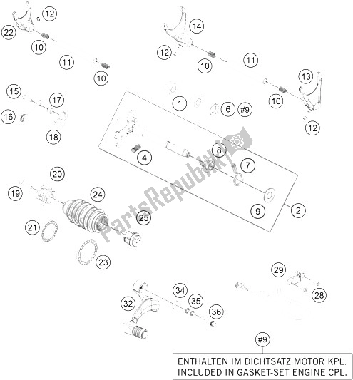 All parts for the Shifting Mechanism of the KTM 1290 Super Adventure WH ABS 15 Australia 2015