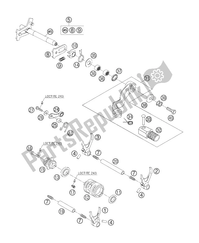 Tutte le parti per il Meccanismo Di Spostamento del KTM 250 SXS F Europe 2006