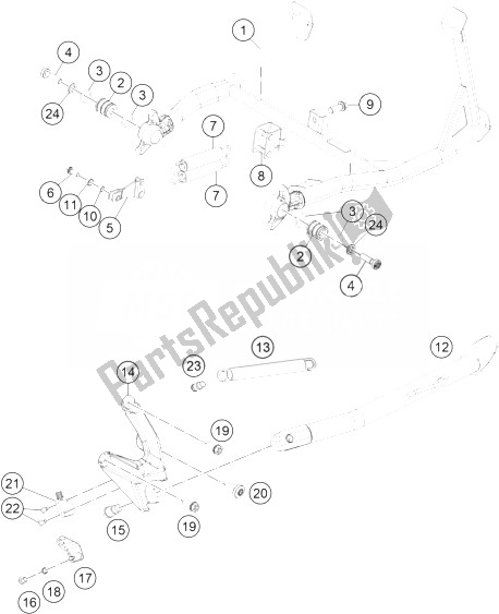 Tutte le parti per il Cavalletto Centrale Laterale del KTM 1190 Adventure ABS Grey Europe 2014