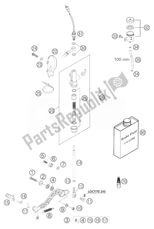 All parts for the Rear Brake Control 400 Ls-e of the KTM 400 LS E MIL Europe 9390D5 2004