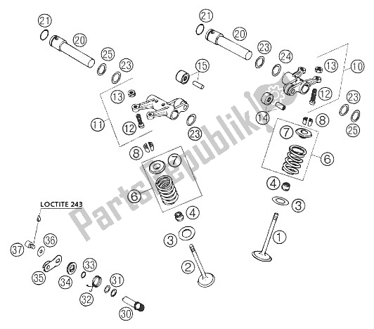 Tutte le parti per il Azionamento Della Valvola 660 Raduno 2002 del KTM 660 Rallye Europe 2002