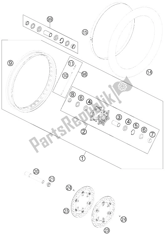 Tutte le parti per il Ruota Anteriore del KTM 990 ADV R Spec Edit Brazil 2011