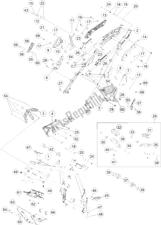 All parts for the Frame of the KTM 1190 ADV ABS Grey WES Europe 2015