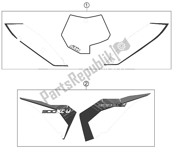 All parts for the Decal of the KTM 300 XC W USA 2011