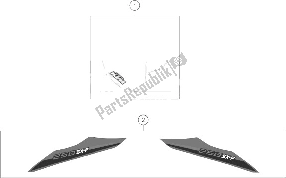 All parts for the Decal of the KTM 250 SX F Europe 2014