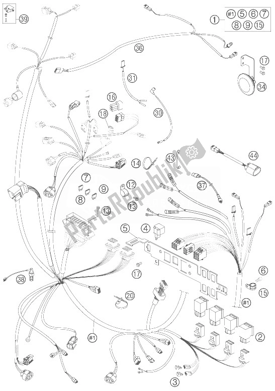 All parts for the Wiring Harness of the KTM 990 Adventure S USA 2007