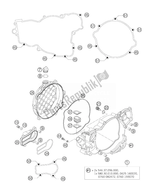 Toutes les pièces pour le Couvercle D'embrayage du KTM 250 EXC Europe 2007