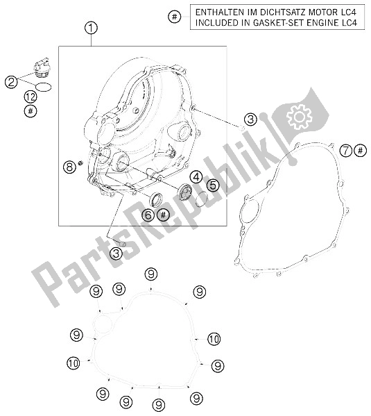 All parts for the Clutch Cover of the KTM 690 Enduro R ABS Europe 2015